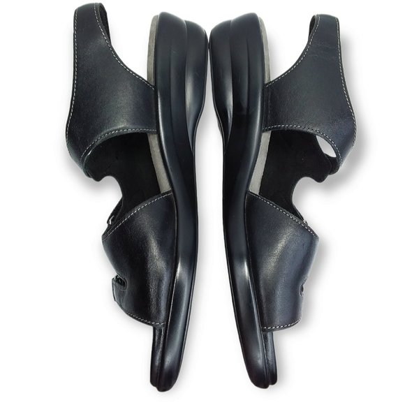 SAS Tabby Slingback Sandals Size 8.5 NARROW Black Leather Adjustable Comfort - Picture 8 of 11